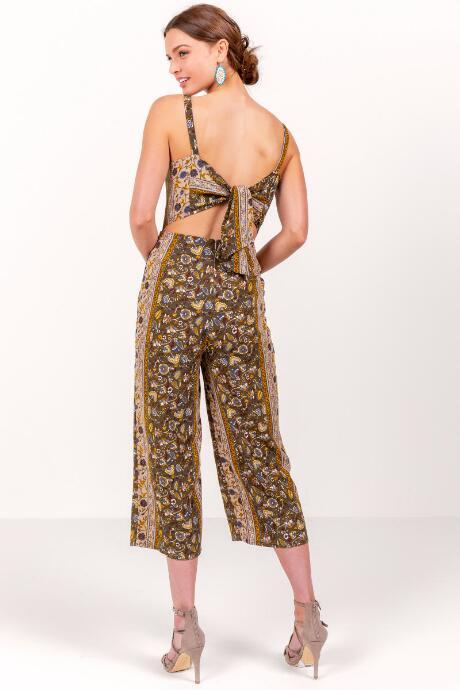 Francesca's Ebony Back Tie Jumpsuit - Deep Moss