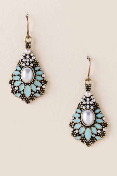 Francesca's Catalina Pearl Shape Drop Earring In Mint - Mint
