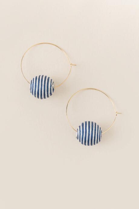 Francesca's Maia Thin Hoop Earring - Navy
