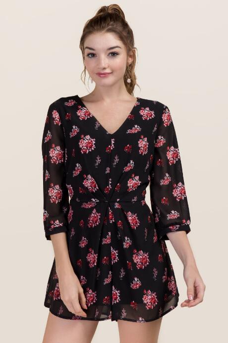 Mi Ami Cindi Floral Romper - Black