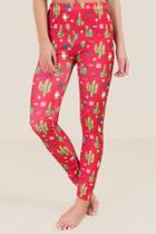 Francesca's Cactus Present Holiday Legging - Red