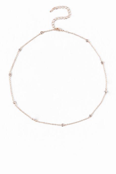 Francesca's Melanie Cubic Zirconia Station Necklace In Rose Gold - Rose/gold
