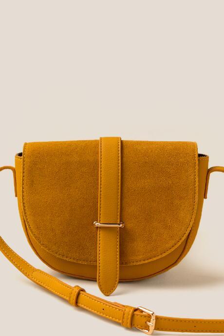 Francesca Inchess Demi Suede Leather Crossbody In Mustard - Mustard