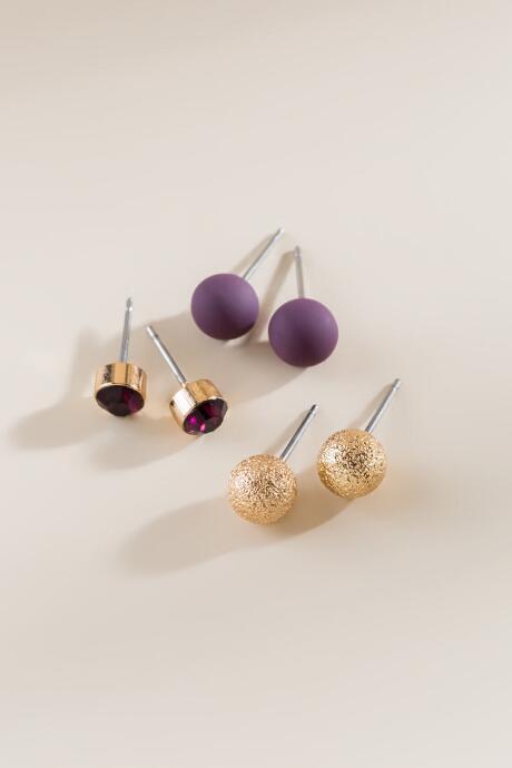 Francesca's Lita Stud Earring Set - Purple