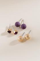 Francesca's Lita Stud Earring Set - Purple