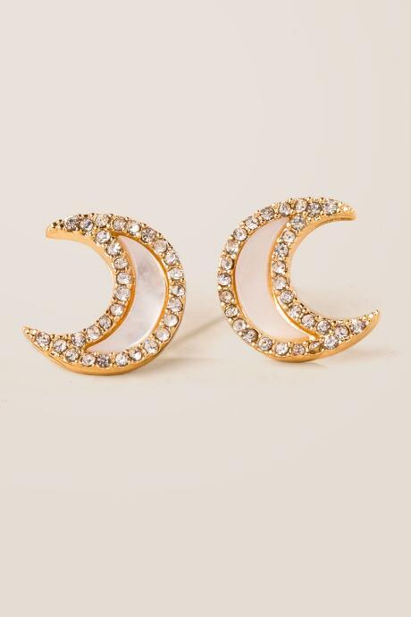 Francesca Inchess Selene Pearl Moon Studs - White