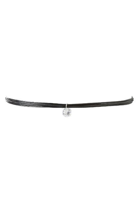 Francesca's Demi Leather Cubic Zirconia Drop Choker - Black