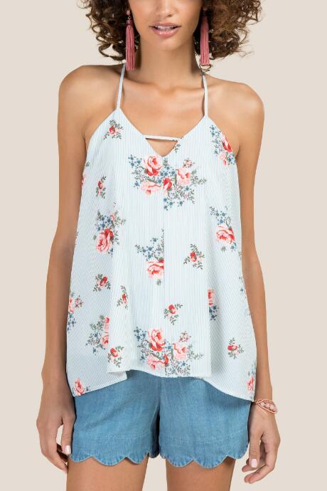 Francesca Inchess Talya Stripe Floral Cami Top - Mint