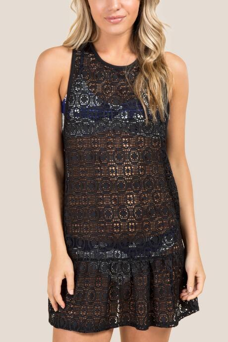 Francesca Inchess Shelley Open Stitch Peplum Cover-up - Black