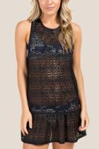 Francesca Inchess Shelley Open Stitch Peplum Cover-up - Black