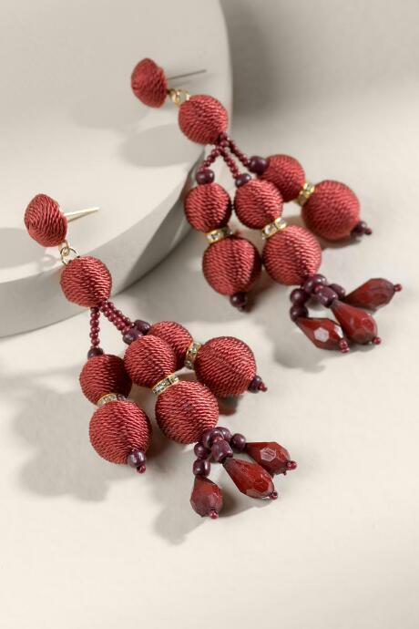 Francesca's Landry Bauble Chandelier Earrings - Burgundy