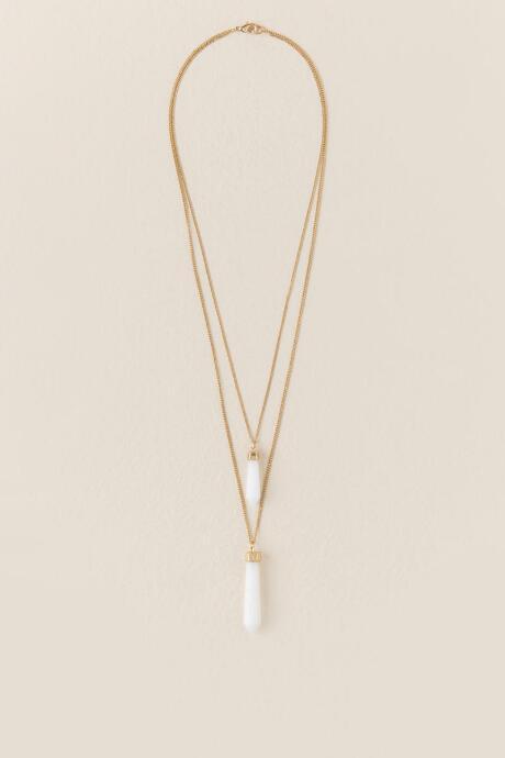 Francesca's Emillia Layered Pendant Necklace In White - White