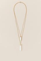 Francesca's Emillia Layered Pendant Necklace In White - White