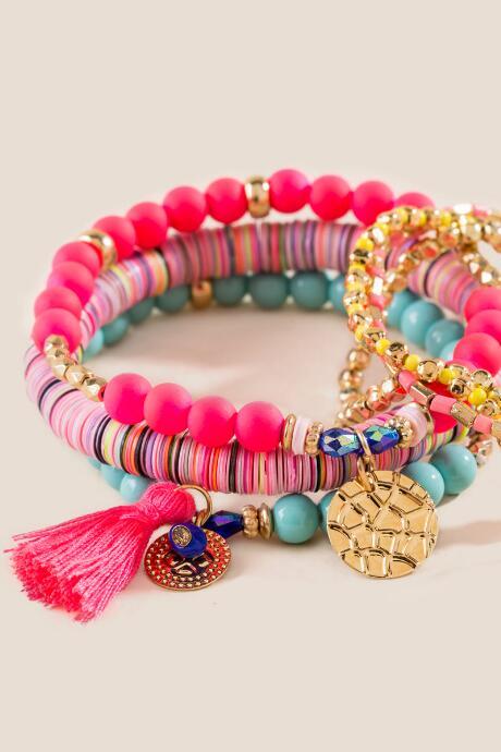 Francesca's Laguna Beaded Charm Bracelet Set - Multi