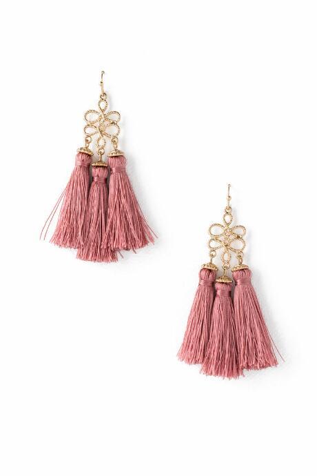 Francesca's Natalia Infinity Tassel Chandelier Earring In Blush - Blush