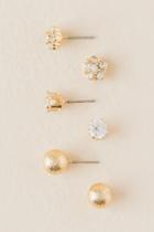 Francesca's Kirby Ball Flower Stud Earring Set - Rose/gold