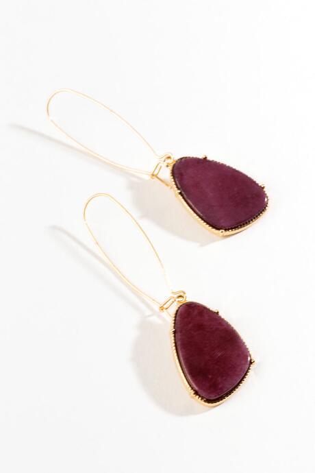 Francesca's Naya Stone Drop Earrings - Burgundy