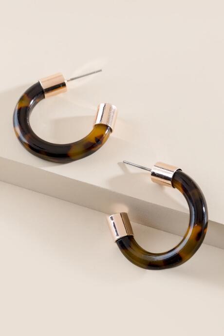 Francesca's Evangeline Tortoise Hoop Earrings - Amber