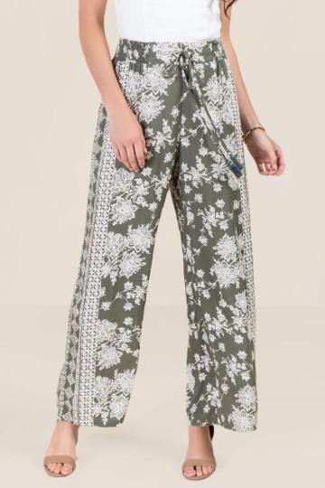 Franacesca's Payton Smocked Waist Palazzo Pants - Dark Olive