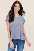 Alya Amity Drop Waist Peplum Cupro Top - Gray