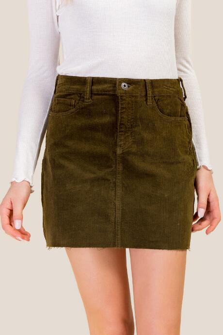 Francesca Inchess Sara Basic 5-pocket Cord Mini Skirt - Dark Olive
