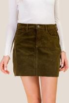 Francesca Inchess Sara Basic 5-pocket Cord Mini Skirt - Dark Olive