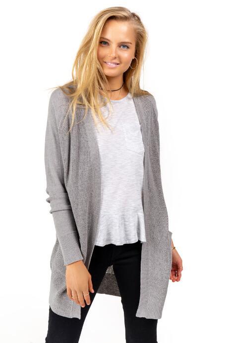 Francesca's Garcia Fine Gauge Cardigan - Heather Gray
