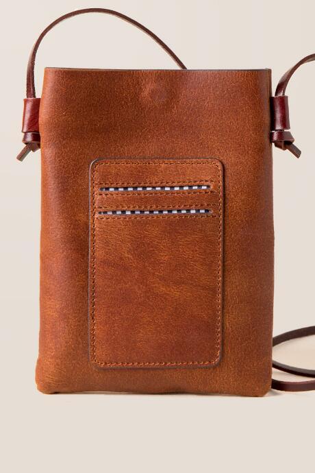Francescas Sydni Leather Cardholder Crossbody - Cognac