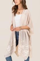 Francescas Antonia Embroidered Ruana In Olive - Olive