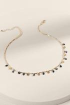 Francesca's Carlene Coin & Crystal Drop Necklace - Black