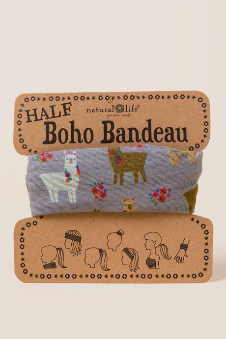 Francescas Half Boho Bandeau By Natural Life In Llama Print - Gray