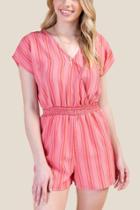 Francesca's Arianna Striped Romper - Neon Pink