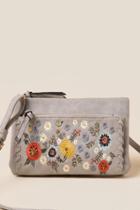 Francesca's Cameron Embroidered Crossbody - Light Gray