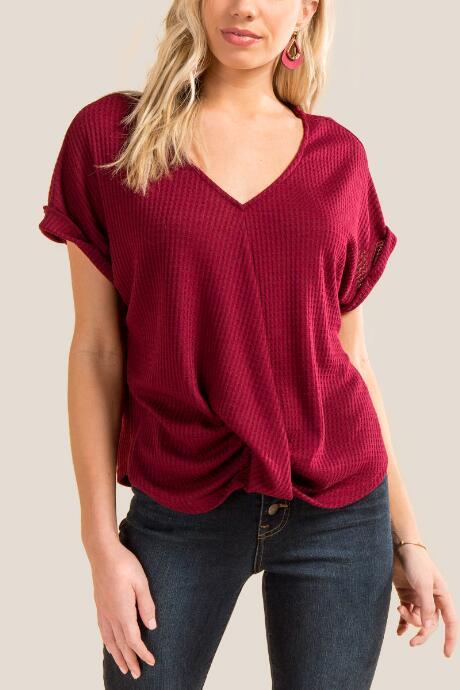 Francesca's Christina Twist Front Top - Cinnamon