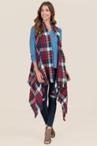 Francesca's Nina Plaid Vest Ruana - Natural