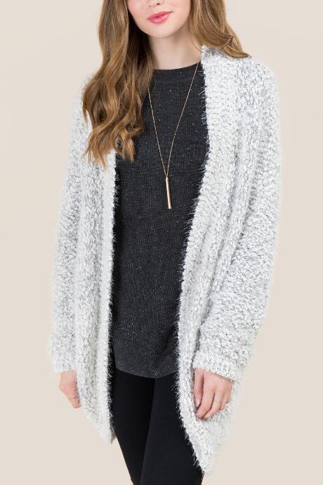 Francesca Inchess Leanne Eyelash Cocoon Sweater Wrap - Ivory