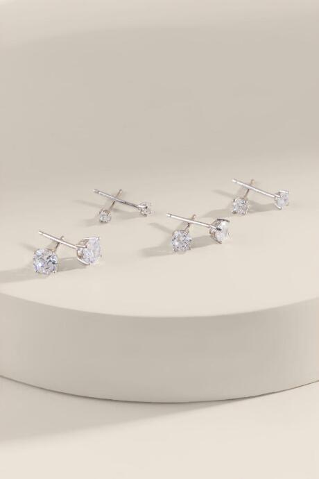 Francesca's Alina Crystal Stud Earring Set - Crystal