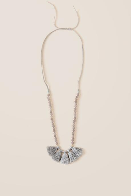 Francesca Inchess Malaysia Tassel Fringe Pendant - Gray