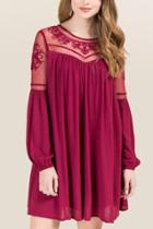 Miami Addison Swiss Dot Shift Dress - Burgundy