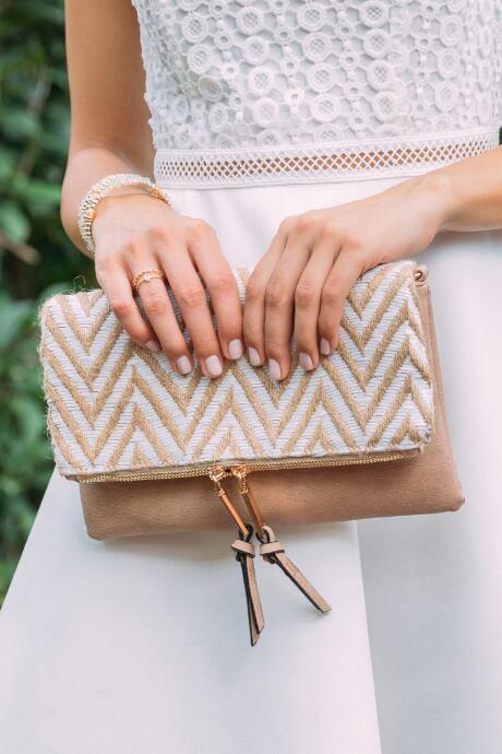 Francesca's Ryleigh Chevron Clutch - Tan