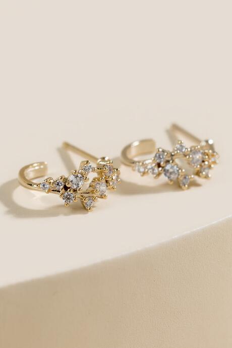 Francesca's Hailee Cz Cluster Huggie Hoop Earrings - Crystal