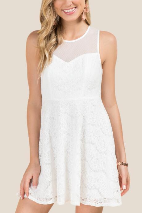 Francesca Inchess India Swiss Dot Lace A-line Dress - White