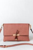 Francesca's Jill Solid Front Hook Crossbody - Dark Rose