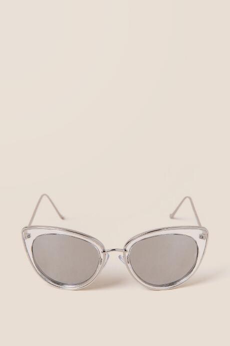 Francesca's Farrah Clear Frame Cat Eye Sunglasses - Silver