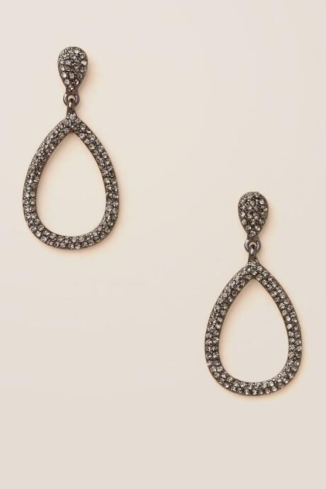 Francesca's Adette-gun-metal-crystal-earrings - Hematite