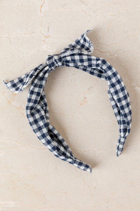Francesca's Alice Gingham Headband - Navy