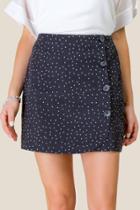 Francesca's Leah Button Front Mini Skirt - Black/white