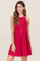 Alya Game Day Knit Trapeze Dress - Red
