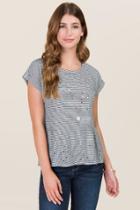 Teenplo Carly Distressed Drop Waist Peplum Top - Black/white