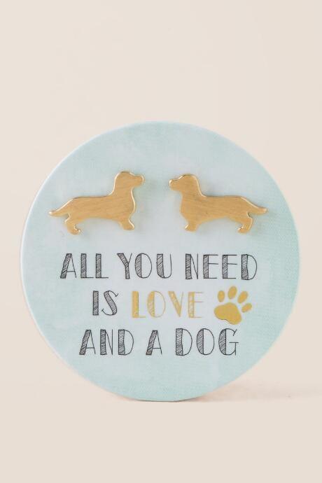 Francesca's Dog Brushed Stud Earring - Gold